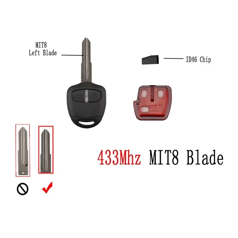 Picture 5: 2 Buttons 433Mhz Remote Car Key For Mitsubishi Lancer EX Evolution Grandis Outlander Replacement  Auto Body Kits Car Accessories