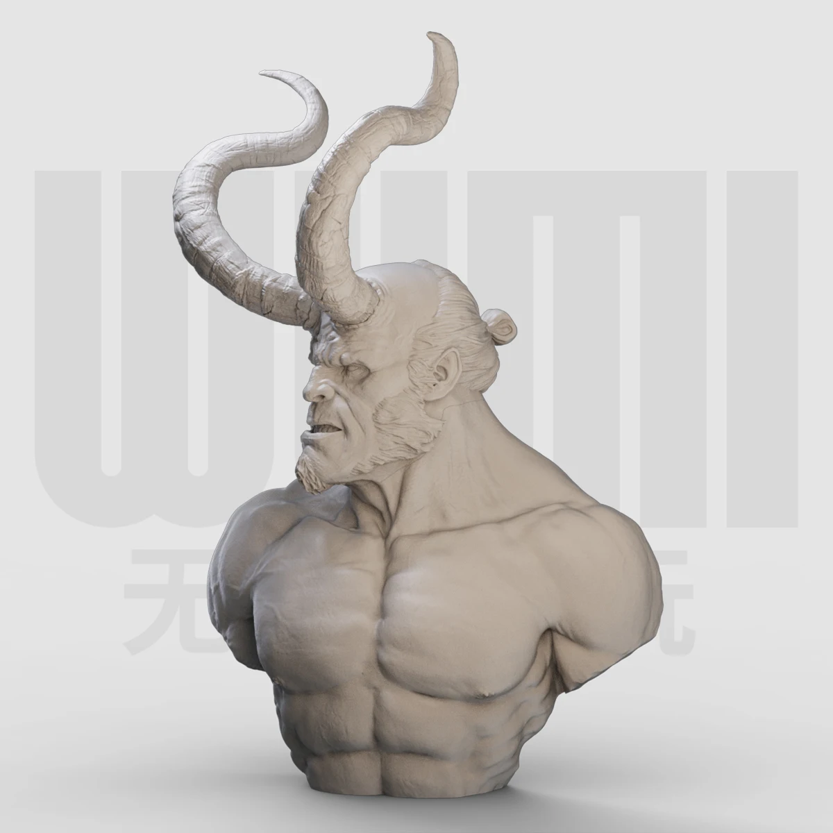 1/16 1/10 Hellboy Bust Miniature 3D Printed Resin White Model DIY Coloring Self-assembly Figurines Miniatures Decoration Crafts view 2