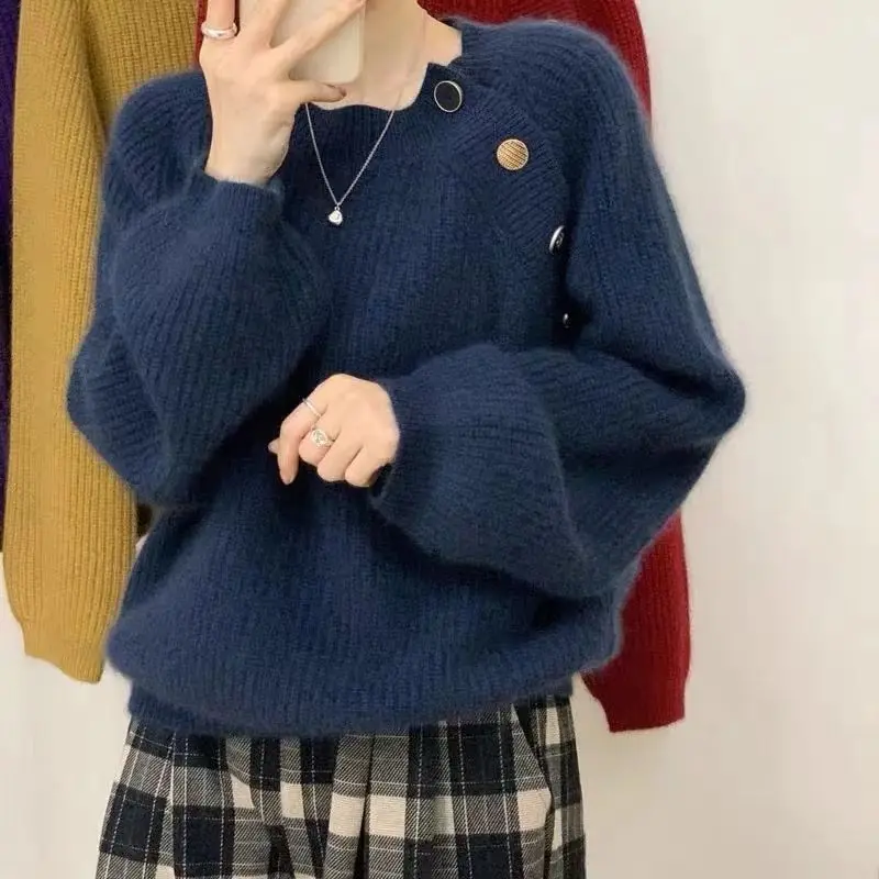 2023 Winter New Milk Style Wear Gentle Sweet Soft Glutinous Sweaters Premium Japanese Lazy Office Lady Loose Leisure Sweaters