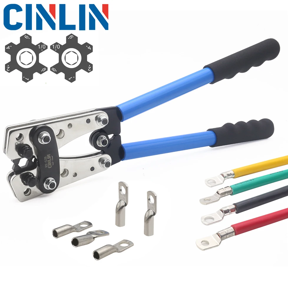 HX-50B 6-50Mm Batterij Kabel Lug Krimptang Draad Crimper Gereedschap Awg10 8 6 4 2 1/0 Zware Draad Lug Accu Terminal Koper