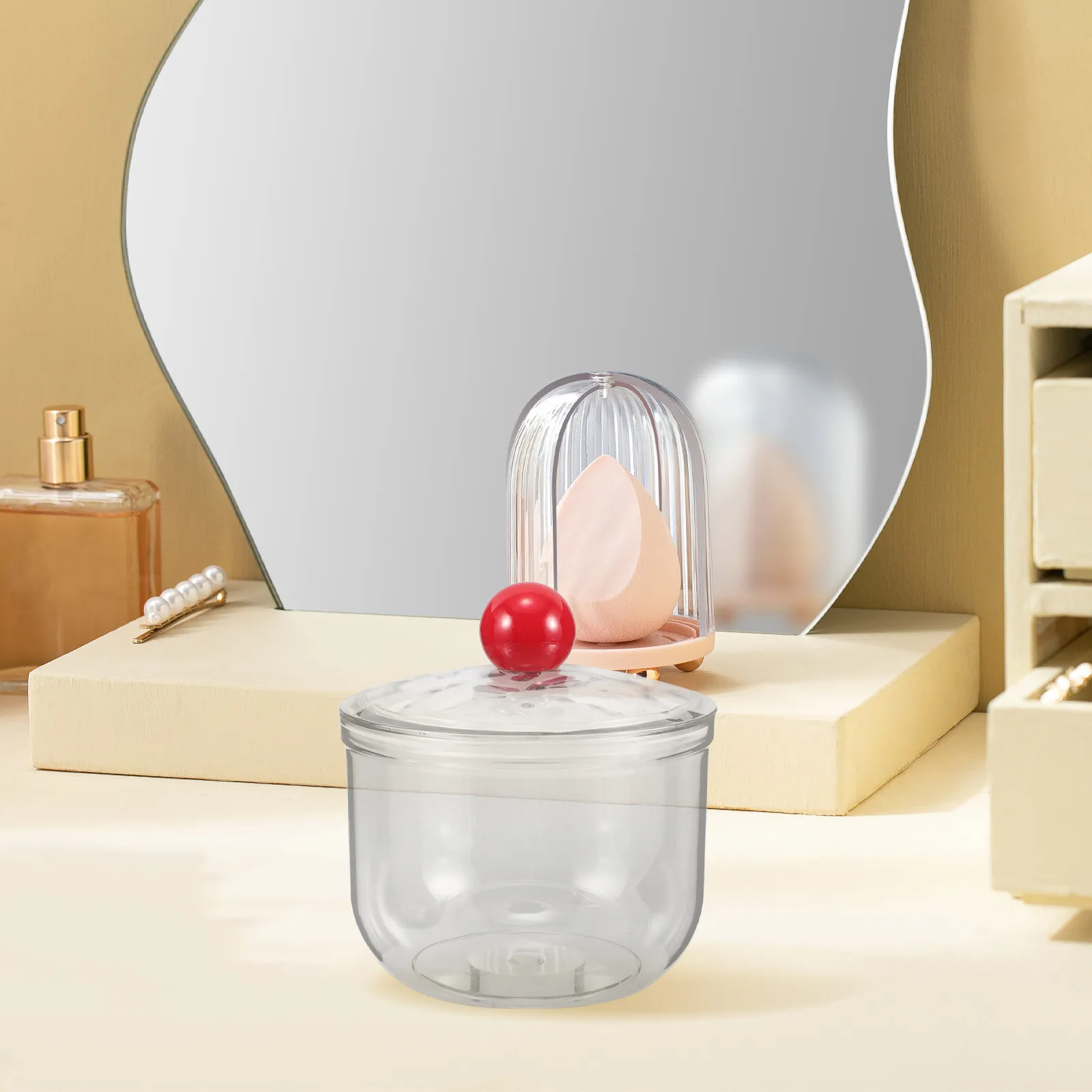 900Ml Clear Airtight Candy Jar with Lid for Office Desk Kitchen Storage Cotton Swabs Toothpicks Candy Cookies Flour Nuts Plastic