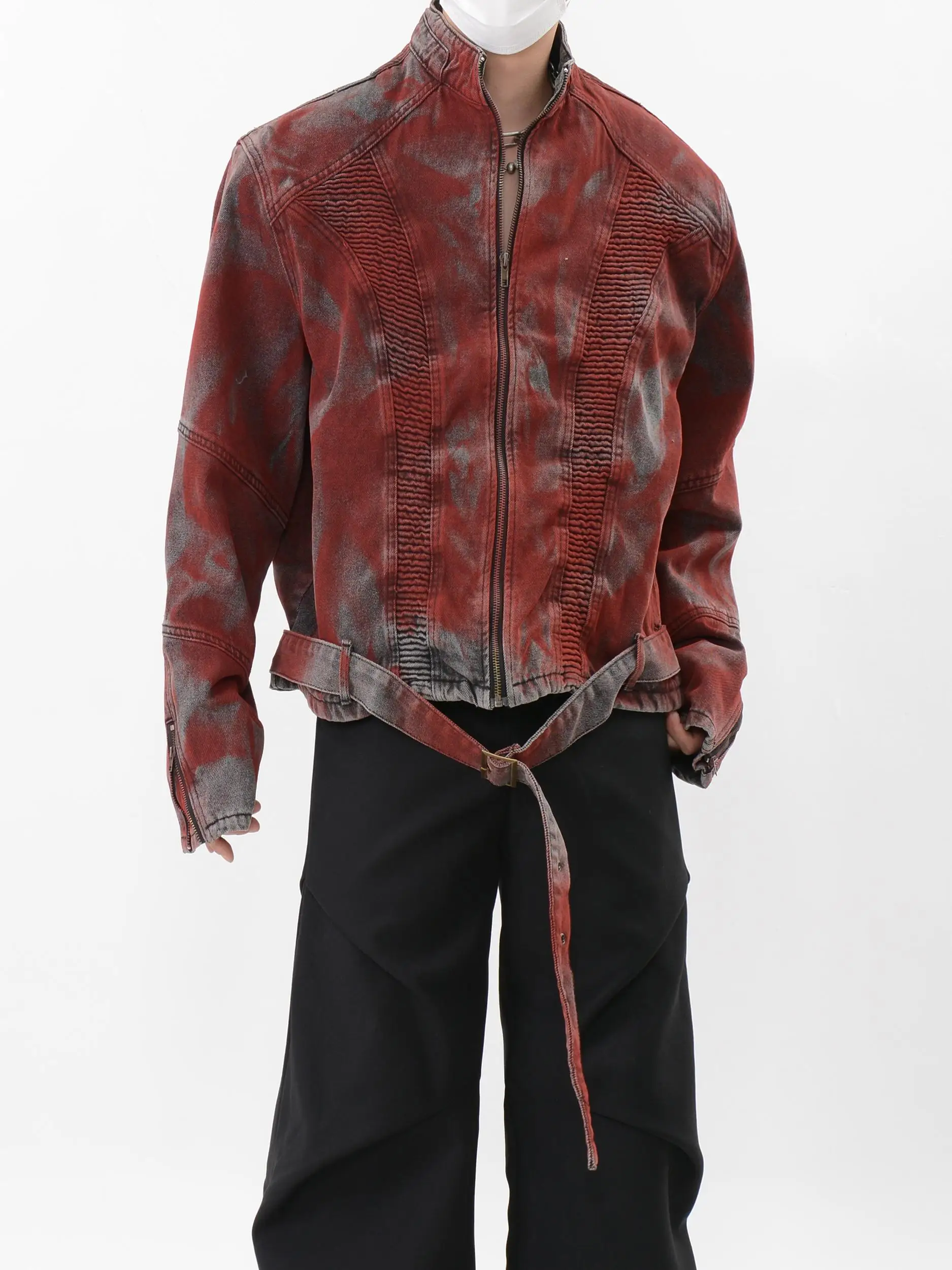 

Деконструирование Модельер Стиль Отходы Грунт Проблемный Профиль Джинсовая Куртка Мужской Ремень Декоративный Дизайн Пальто