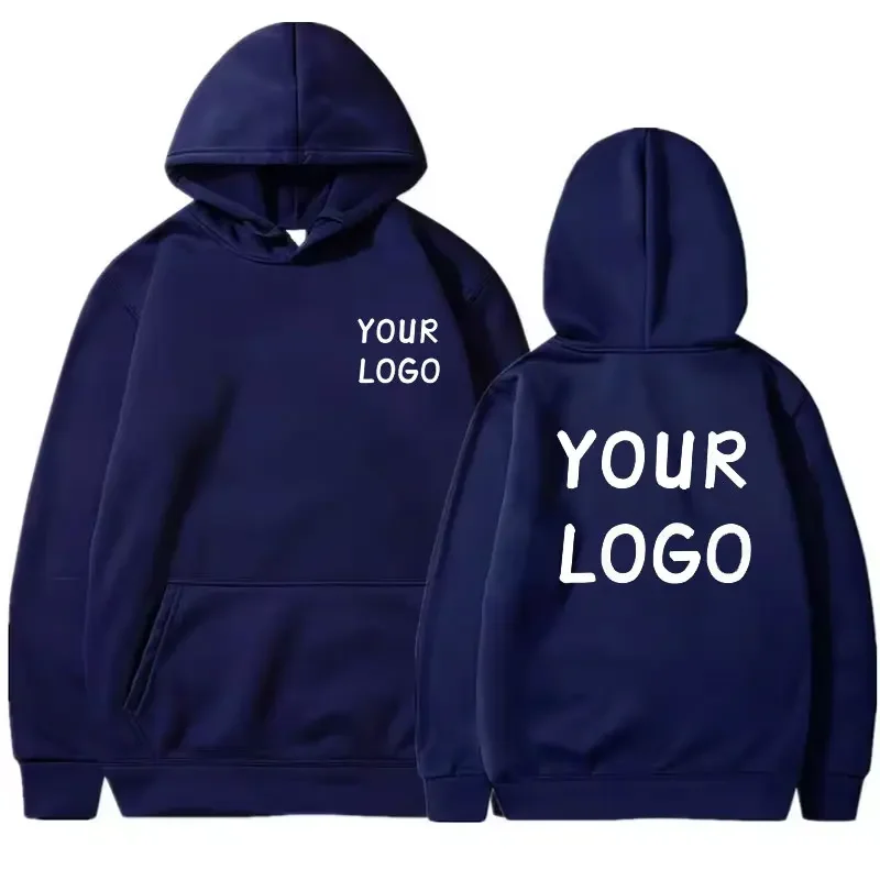 

Custom Your Brand Logo Casual Hoodie Men Women Solid Color Pullover Street Personality Loose Sweatshirt Custom Team Logo Gifts