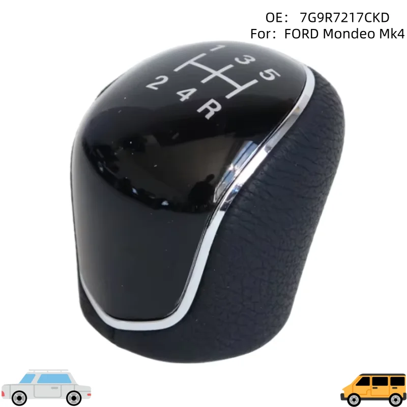 for Leather-Wrapped Gear Shift Knob for Ford Mondeo Mk4 Manual Transmission Gear Head Lever Handball Car Shift Knob Accessory