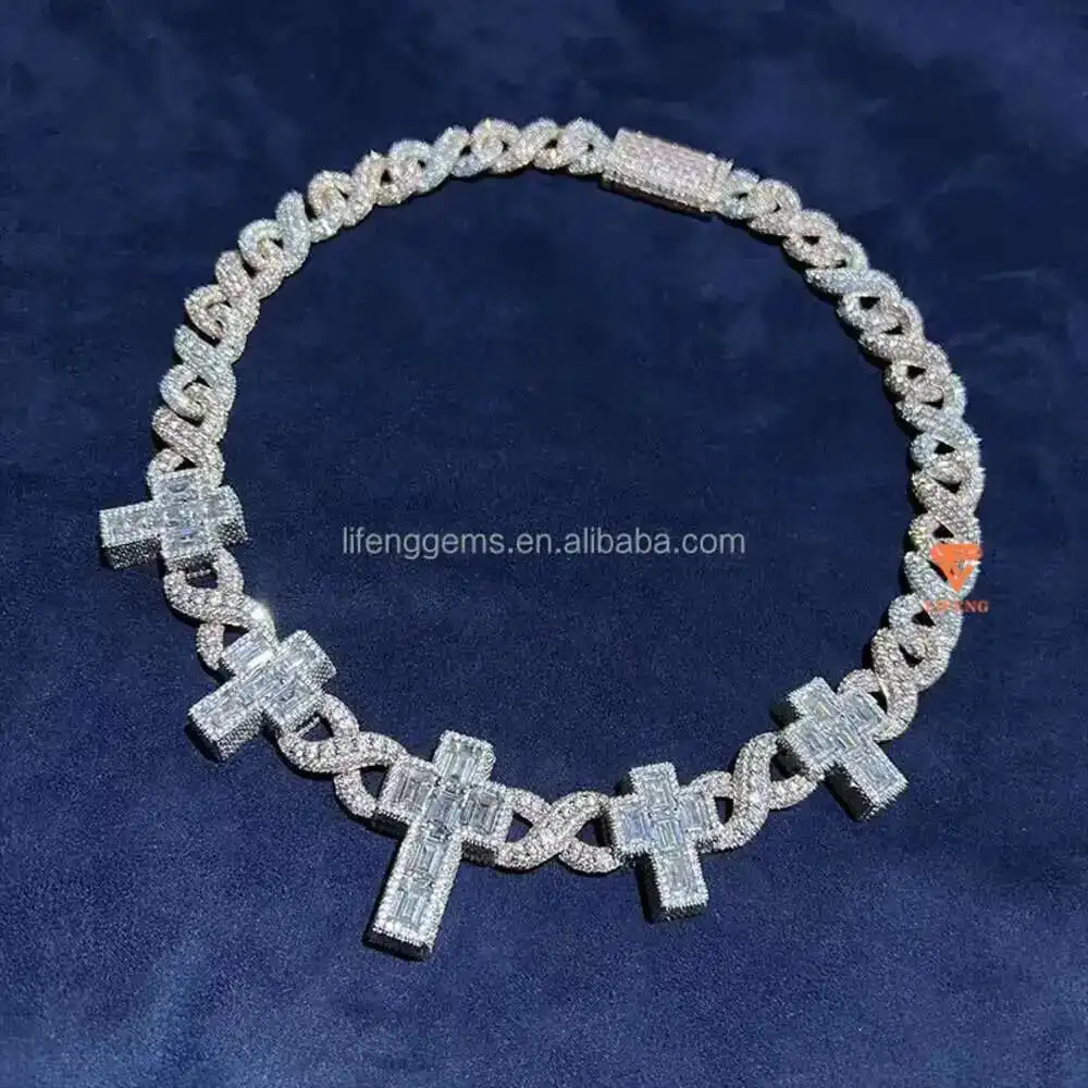 

Custom Moissanite Necklace Fashion Style Cuban Link Chain Necklace Iced Out Hip Hop Jewelry Moissanite Cuban Chain for Men