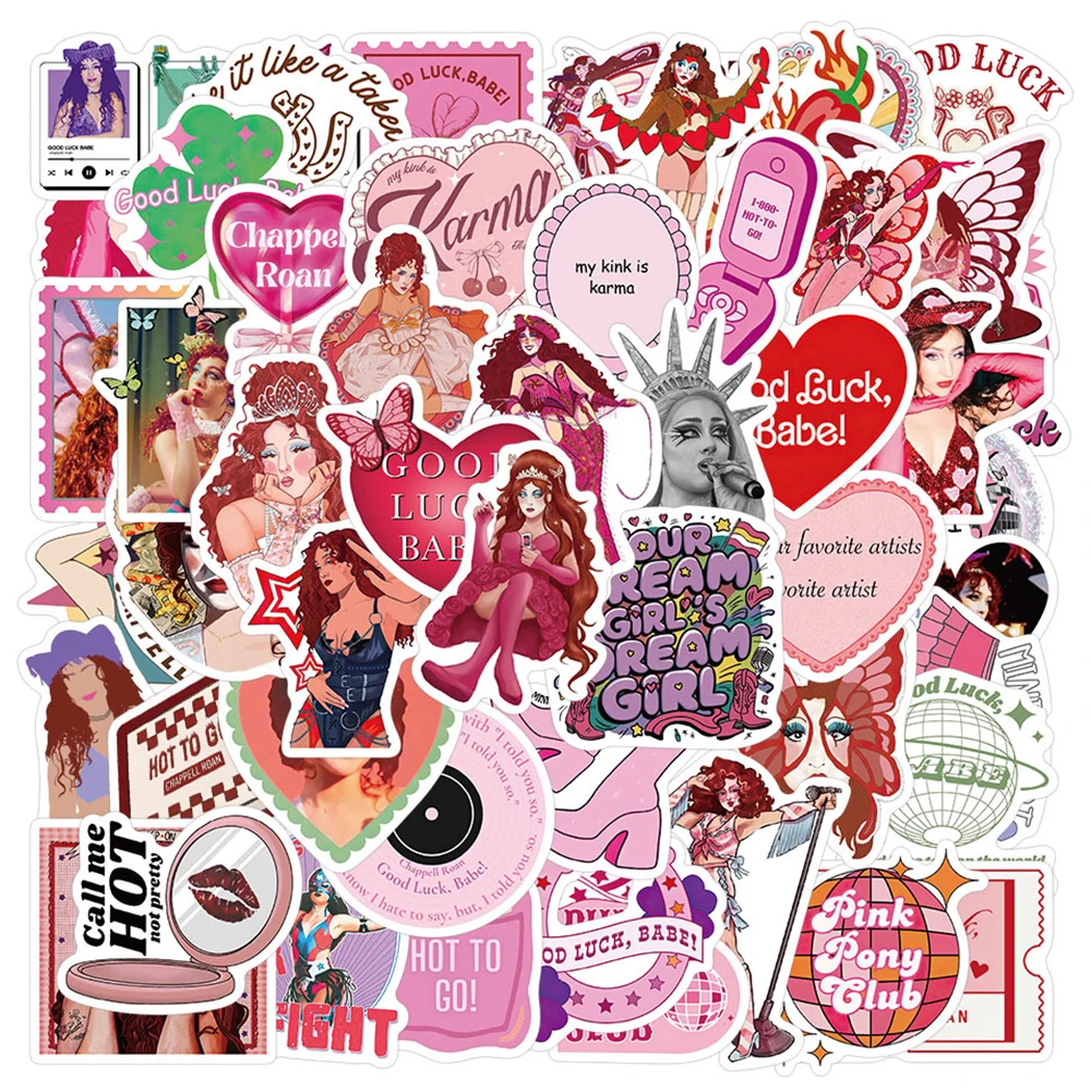 10/30/52pcs Hot Singer Chappell Roan Stickers Pink Star Girl Aesthetic Cartoon Decals Decoration Suitcase Phone Notebook Sticker