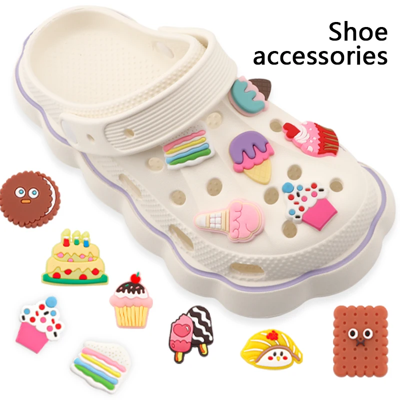 

Ice Cream Shoe Charms for Clog Sandals Summer Decoration Cake Biscuit Shoe Accessories for Men Women Party Favor Gift 1PCS