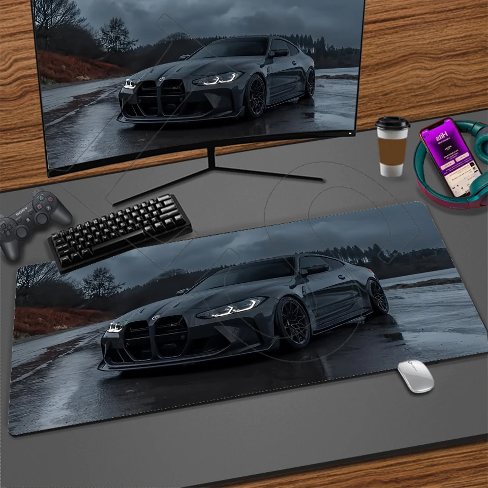 منصات ماوس الألعاب حصيرة ماوس السيارة الرياضية الرائعة وسادات مكتب كبيرة غير قابلة للانزلاق لوحة المفاتيح المطاطية لوحة المفاتيح حافة مخيطة #3