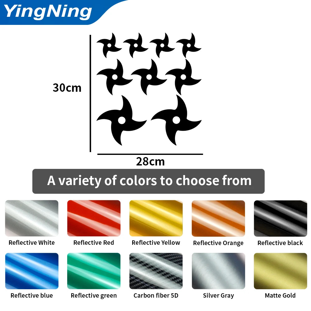 Reflective Japanese Shuriken Vinyl Car Sticker Waterproof Throwing Star Auto Body Decal JDM Motorcycle Helmet Graphics