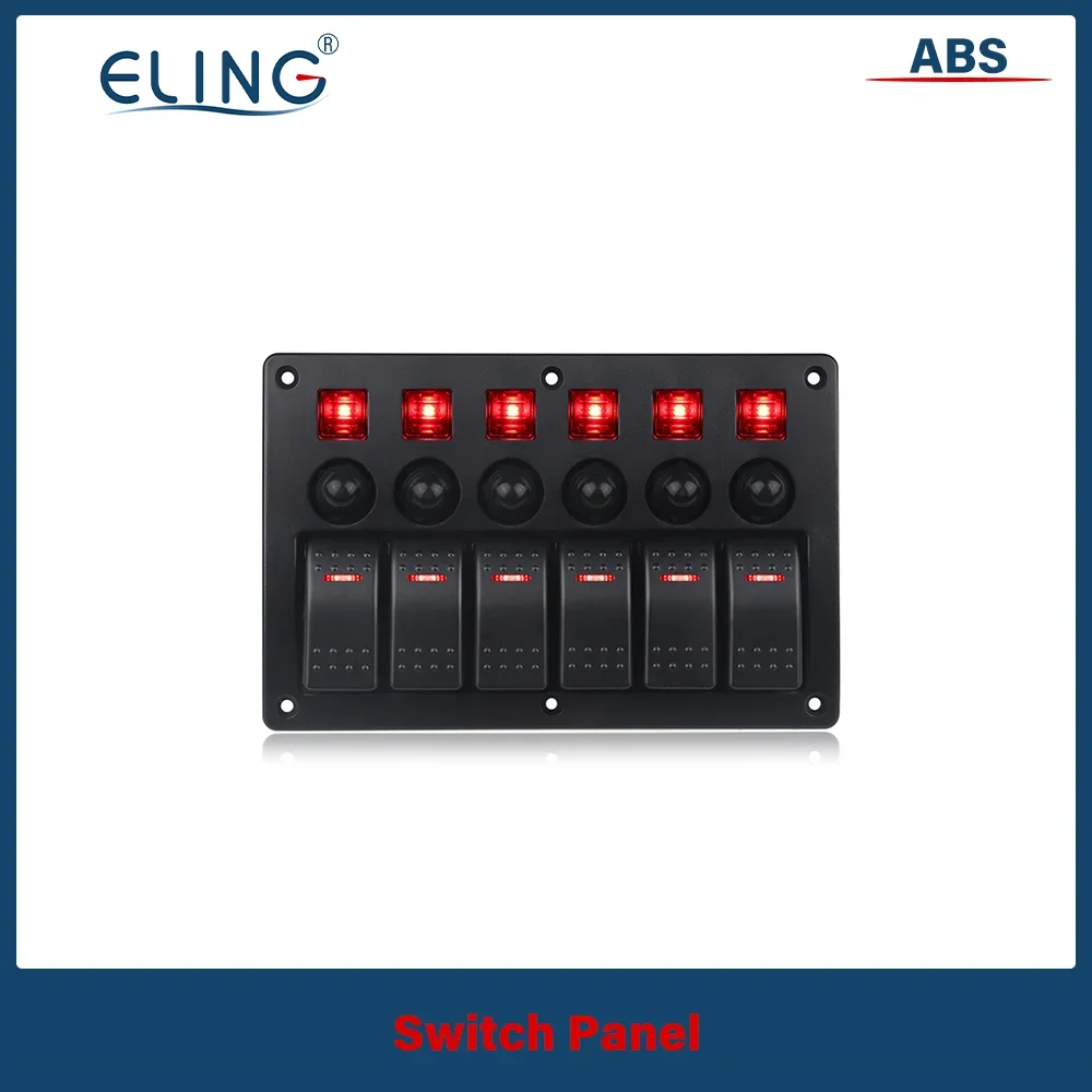 ELING 4 Gang 6 Gang 8 Gang Switch Panel Safe Dual USB Socket+Cigarette Lighter Waterproof for RV Yacht Marine Boat Car