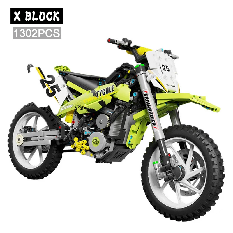 

Technical 1:5 Off Road Motorcycle Motorbike Locomotive City Sports Car Moc High Tech Modular Bricks Model Building Blocks T4018