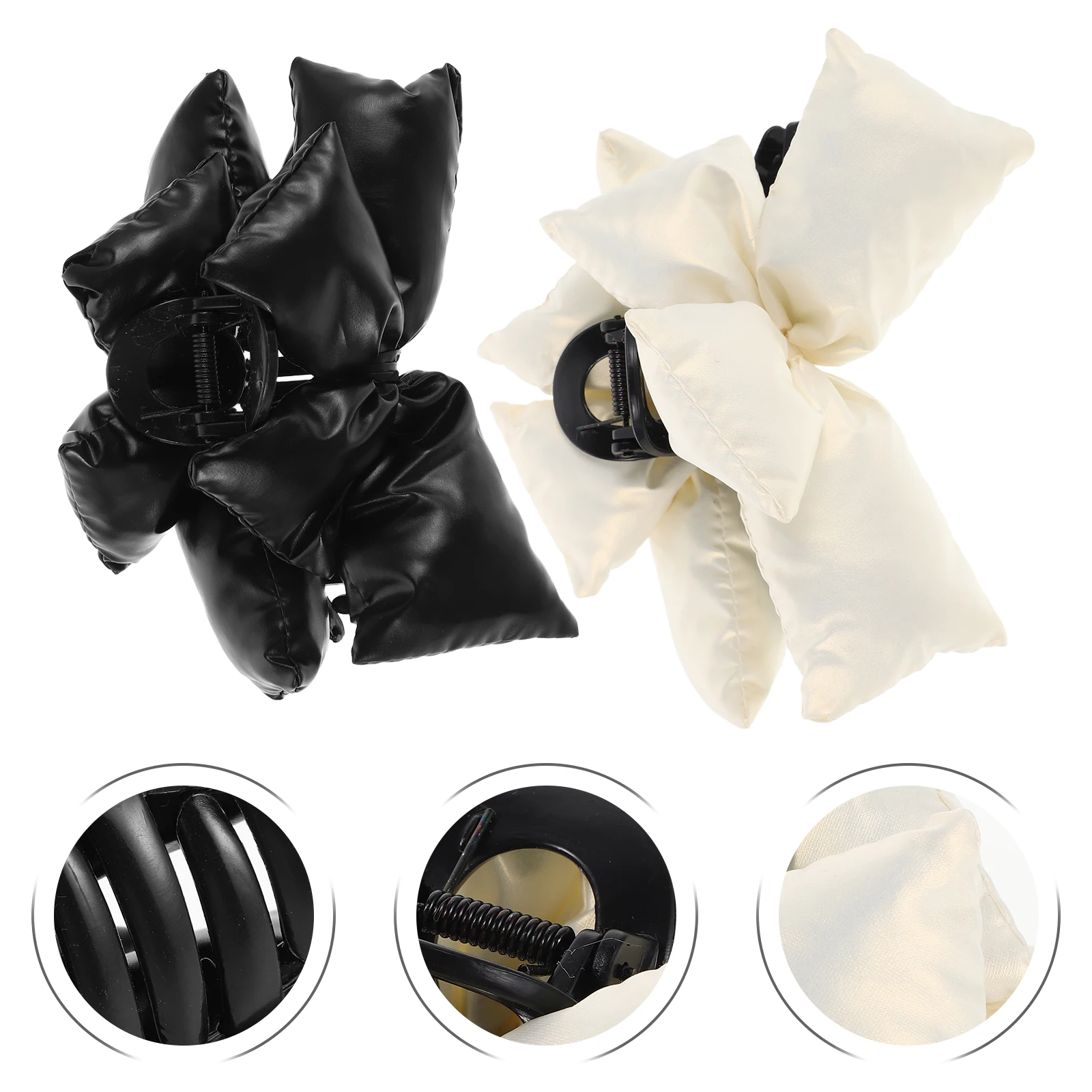 

2pcs Bowknot Claw Clips Large Styling Clamps Soft Cloth Plastic Bow Claw Barrettes Secure Grip Hair Accessories For Office