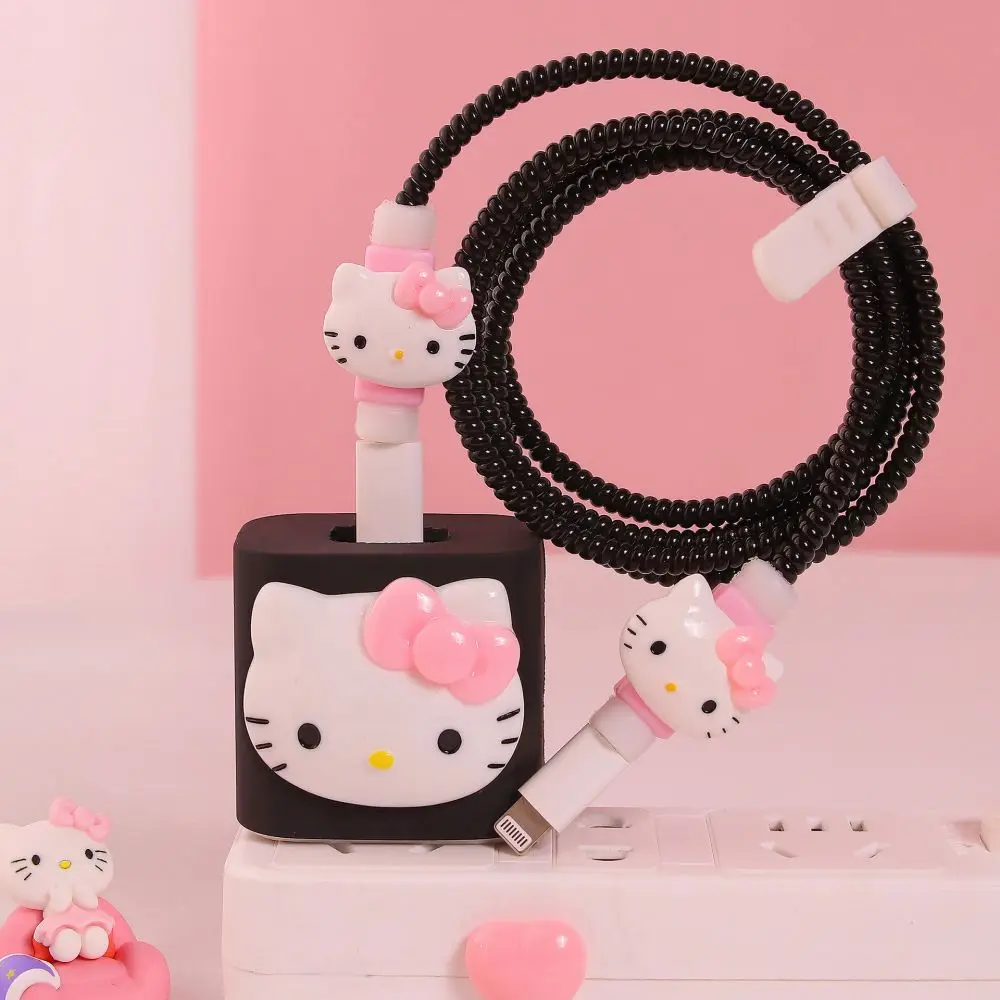 Sanrio Hello Kitty Data Cable Protective Sleeve 20W Protector For Iphone Charger Cartoon Cute Pvc Protective Cover Accessories