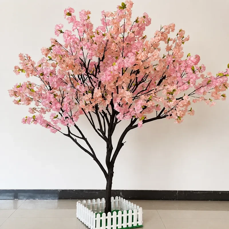 Artificial Cherry Blossom Tree Fake Flower Green Plant Wedding Decoration Home Living Room Floor Standing New Year Wish Tree
