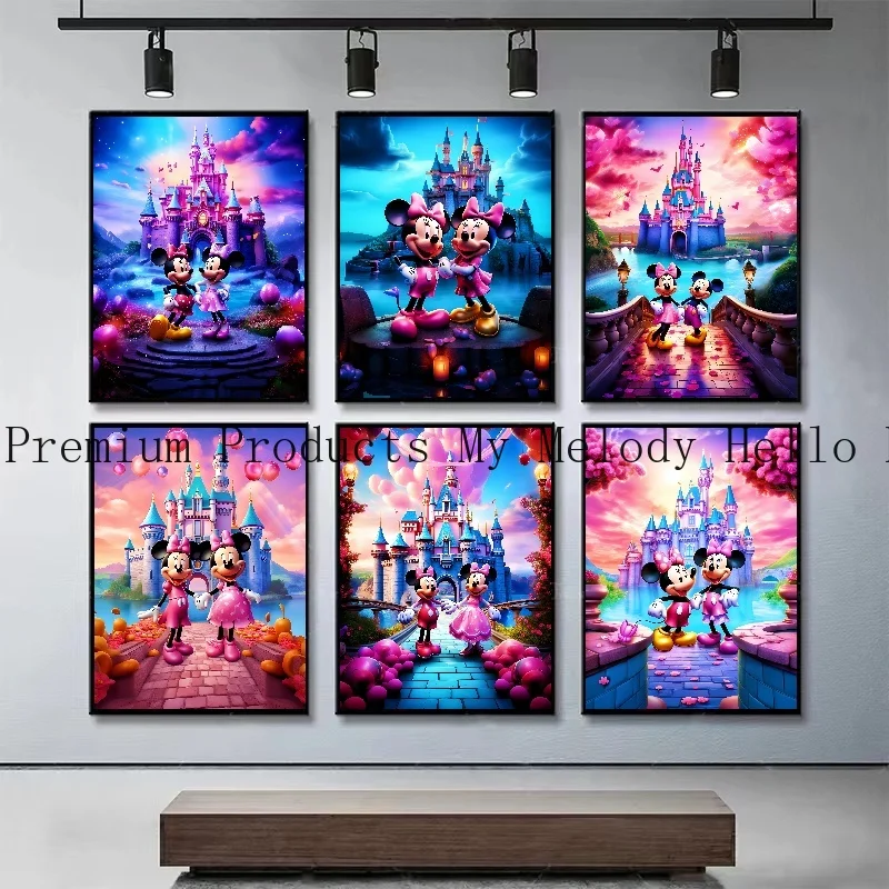 

Cartoon Disney Mickey Mouse Castle Moon Canvas Painting Posters and Prints Wall Art Pictures for Living Room Home Decor Gift