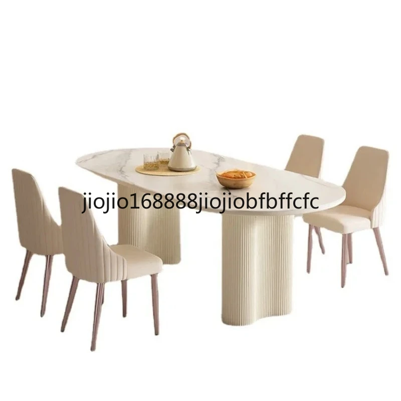 Suitable for French cream style slate dining table, small apartment oval dining table