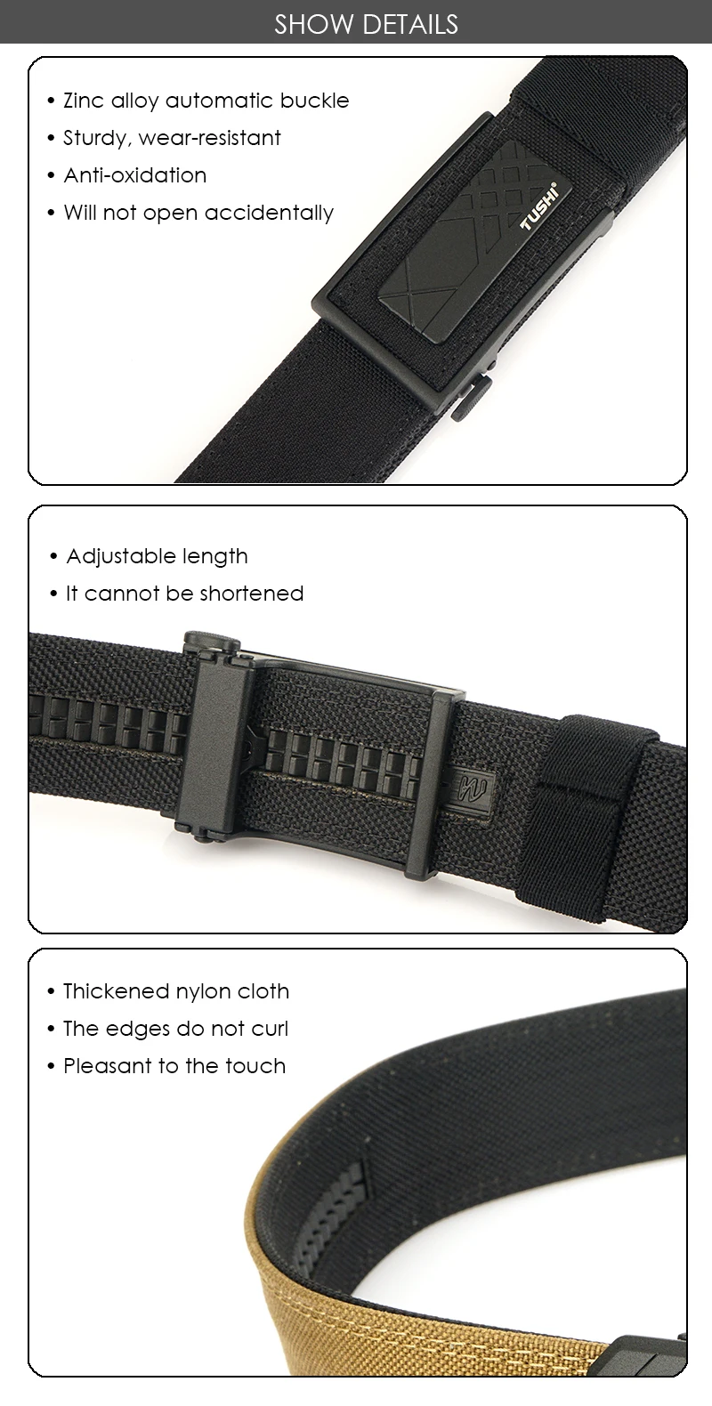 VATLTY Multifunctional Rigid Tactical Belt for Men Metal Automatic Buckle Casual Belt Stiff Work Belt Military Accessories