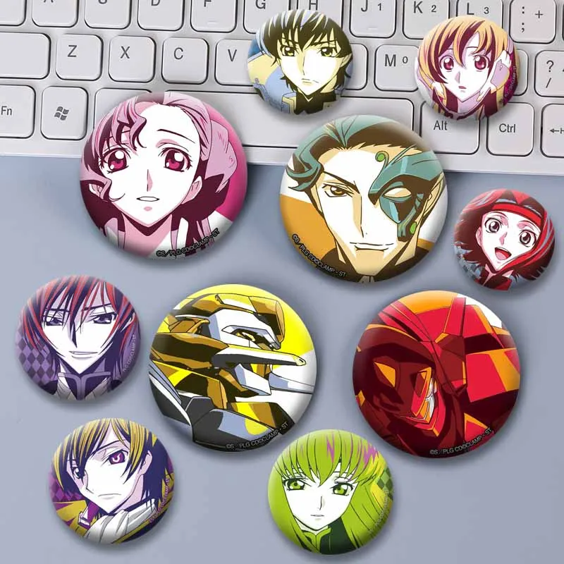 Anime A-Code G-Geass Soft Button Pins Cartoon Round Snap-in Badges Lelouch C.C Cosplay Jewelry Brooch Backpack Accessories Gifts