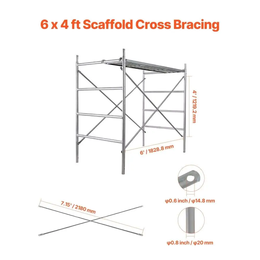 

Scaffolding Cross Brace 6ft x 4ft 8 Pack Solid Carbon Steel Cross Supports