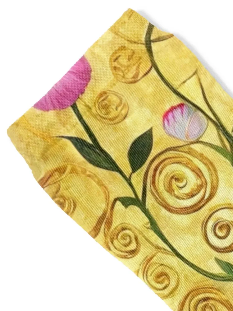 Gustav Klimt Flowers with Gold Socks ankle retro snow gifts Socks Male Women's