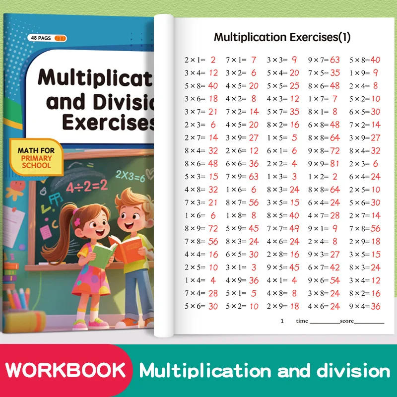 Cahier d'exercices de mathématiques, questions pratiques pour la Division de Multiplication, formation spécialisée des mathématiques, jouets d'éducation précoce