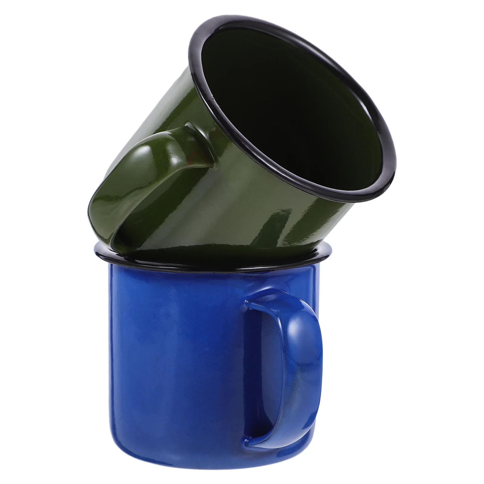 

2Pcs Enamel Drinking Cup Creative Coffee Tea Milk Mugs Stand Firmly on Desk Table for Home Enamel Cup Tea Mug