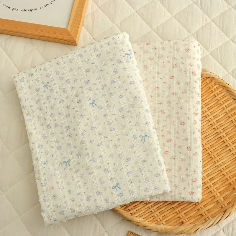 145x50cm Striped Jacquard Pure Cotton Fabric for Curtains Shirts Dresses Sewing Cloth