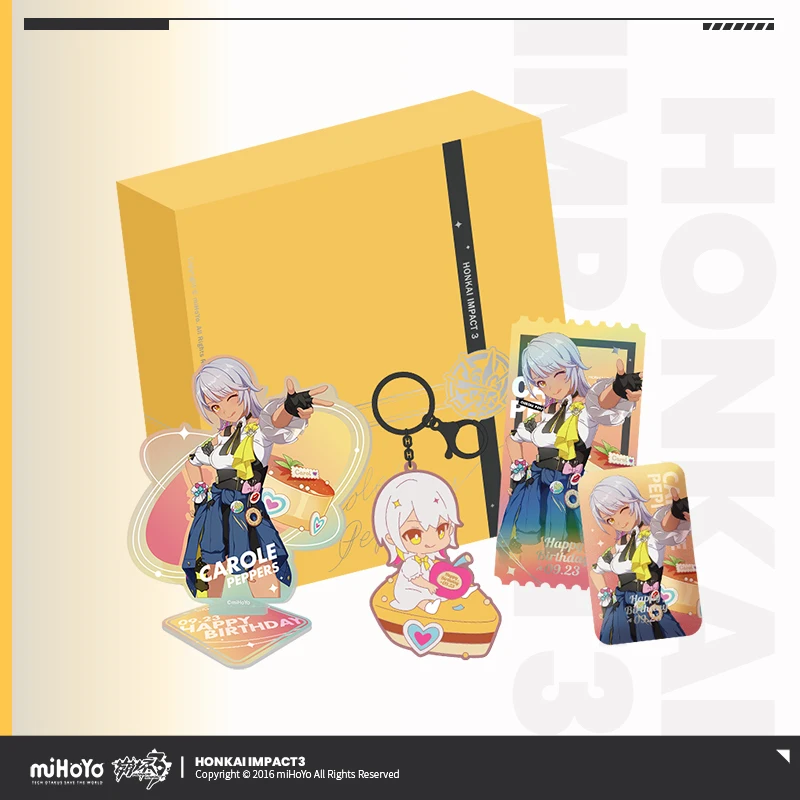 3D Game Honkai Impact 3 Cosplay Anime Carole Pepper Birthday Memorial Gift Box Acrylic Stand Metal Badge PVC Pendant Halloween