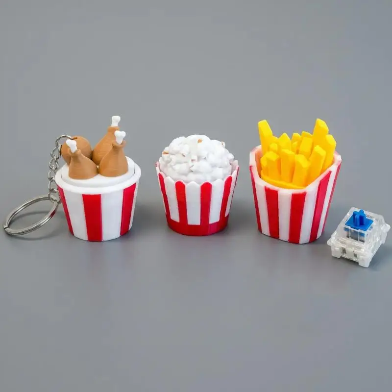 Stress Relief Toy Food Shaped Keyboard Button Fidget Keychain for Sensory Kids Clicker Suitable for School and Home