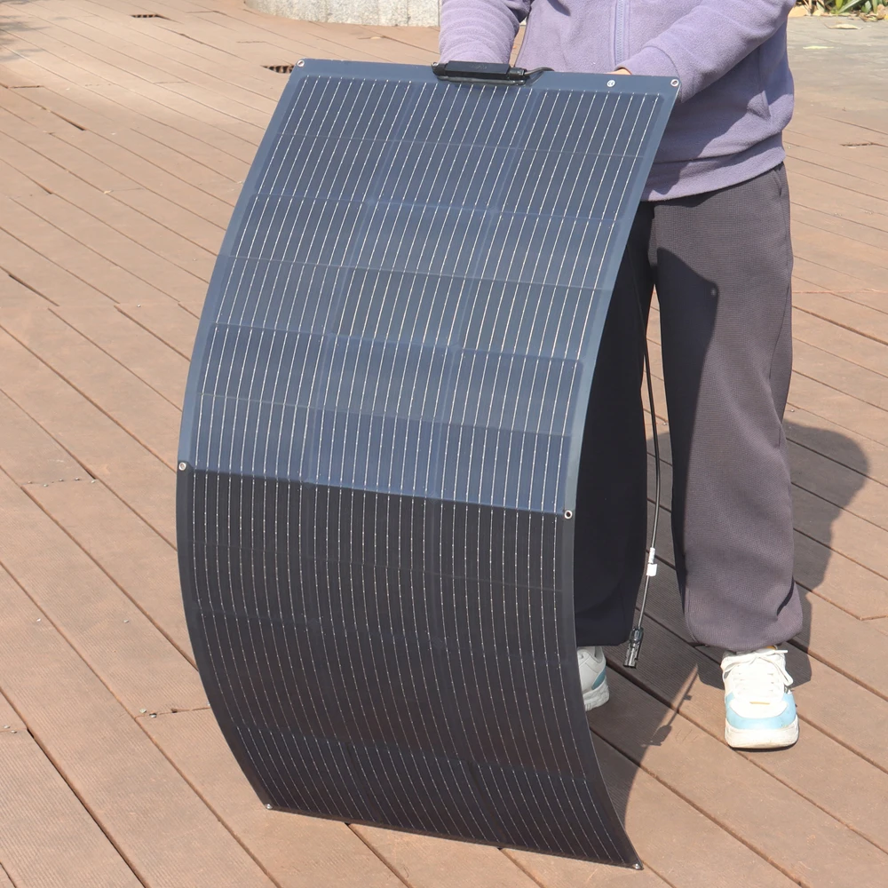 PET ETFE لوحة طاقة شمسية مرنة 150 واط 130 واط 100 واط 95 واط 12 فولت شاحن بطارية لوحة كهروضوئية للتخييم RV قارب شرفة المنزل السفر