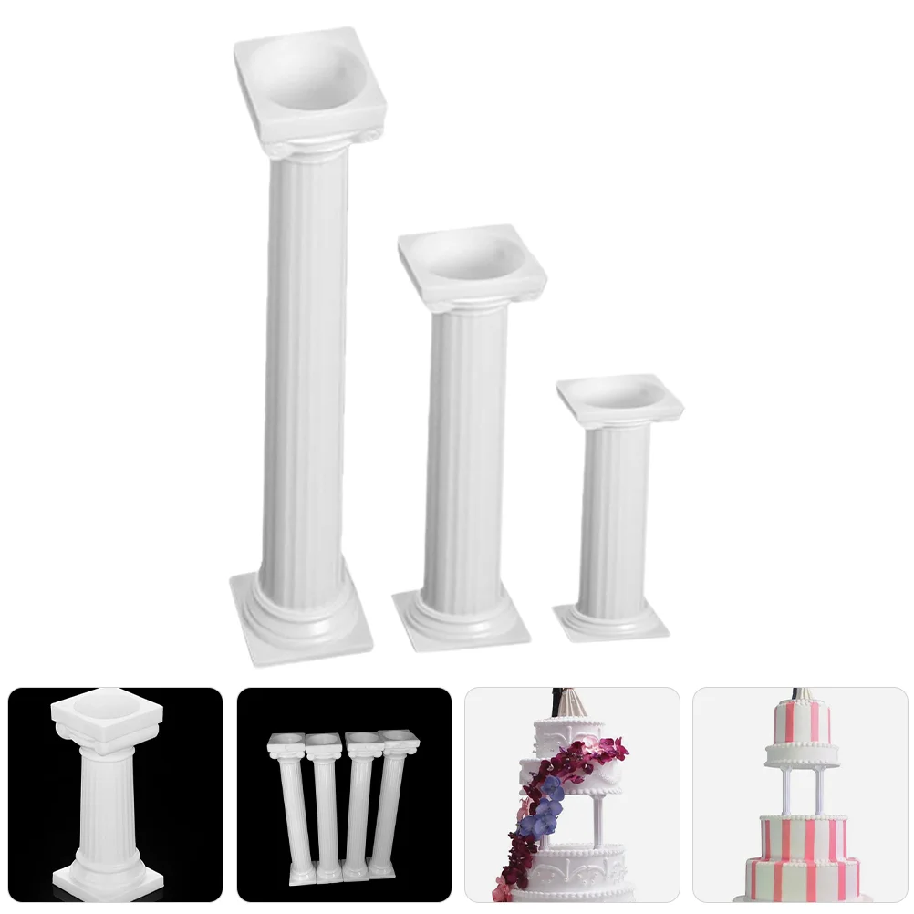 16 Pcs Candlestick Holders Cake Support Stand Tools Roman Column Set Stacking Kit Tier White Pillar for Tiered Cakes