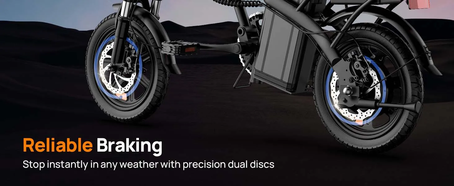 URLIFE 14 Inch Foldable Adult Electric Bike Peak 500W Motor 48V 7.5Ah Removable Battery Up To 40 Miles Range 3H Fast Charging City Commuter Folding Ebike