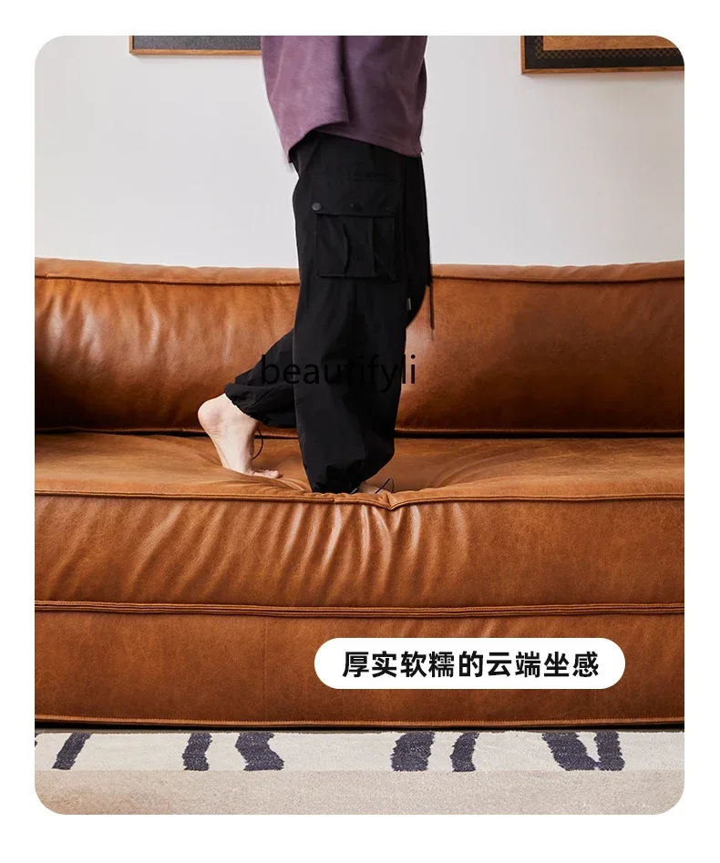 الفرنسية الرجعية أريكة سرير شقة صغيرة غرفة المعيشة ذات الاستخدام المزدوج جديد النفط الشمع القماش النمط القديم وحدة أريكة #5