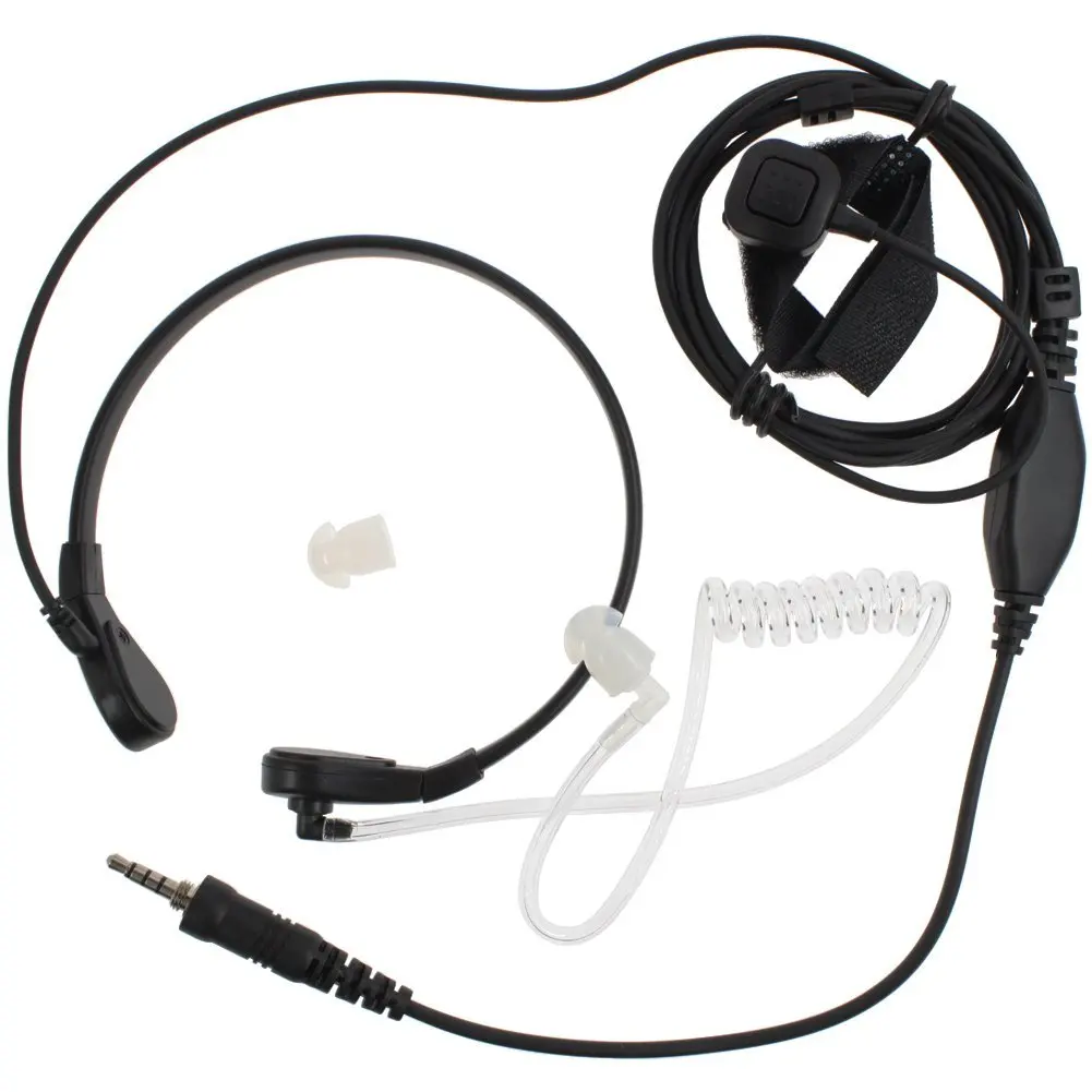 Headset earphone tabung akustik terbuka mikrofon mikrofon mikrofon tenggorokan dengan jari PTT untuk Yaesu Vertex Radio VX-6R 7R 6E 7E 120 127