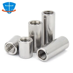 10pcs M3 M4 M5 M6 M8 304 Stainless Steel Lengthen Round Coupling Nut Internal Thread Cylindrical Joint Nut Sleeve Tubular Nuts