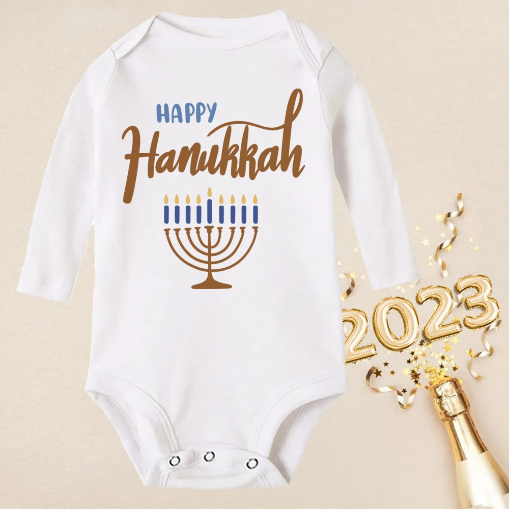 My First Hanukkah Baby Bodysuit Girl Boy Clothes Toddler Romper Newborn First Hanukkah Gift Outfits Infant Long Sleeve Jumpsuit