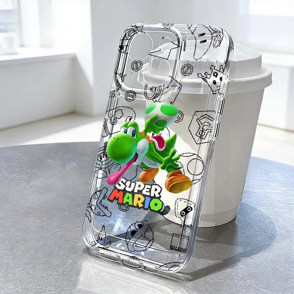 

Anime Super M-Mario Cute Art Phone Case For Apple iPhone 17 Air 16e 16 15 14 13 12 11 Mini Pro Max Plus Transparent Soft Cover