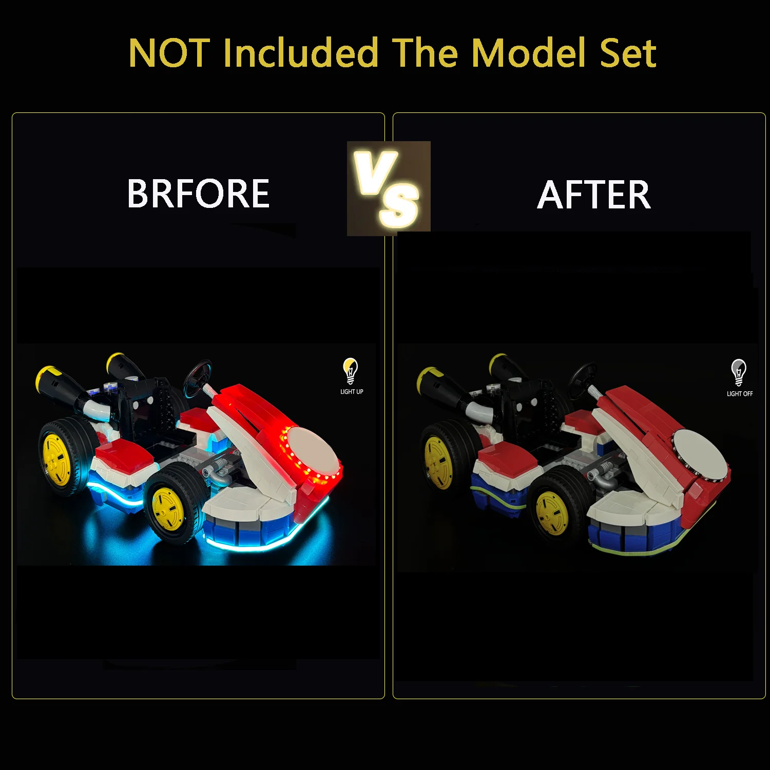 Zestaw oświetlenia LED kompatybilny z Lego 72037 Mario Kart – Mario i Standard Kart Building Blocks (NIE zawiera klocków modelarskich)