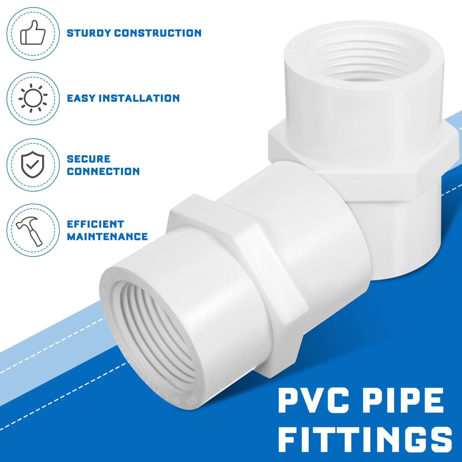 10pcs White PVC Pipe Fittings SCH40 Threaded Couplings 3 4 Inch Plumbing Connectors Sealed Tape Included Water Pipe