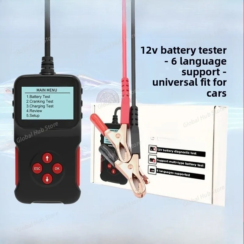 

BT201 12V Universal Auto Battery Tester Quick Data Reading Charging Circuit Test Multi-Function 6 Language Support