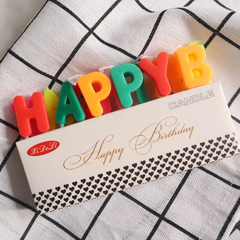 Colorful Letter Happy Birthday Candles Cake Topper Children's Day Baby Boy Party Gold Silver Baking Dessert Supplies Decoration