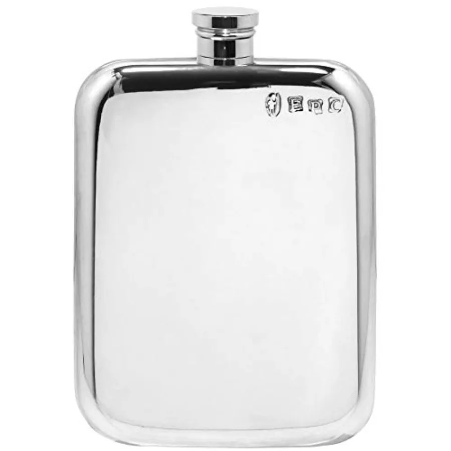 

6oz Traditional Plain Pewter Liquor Hip Flask [SF435]