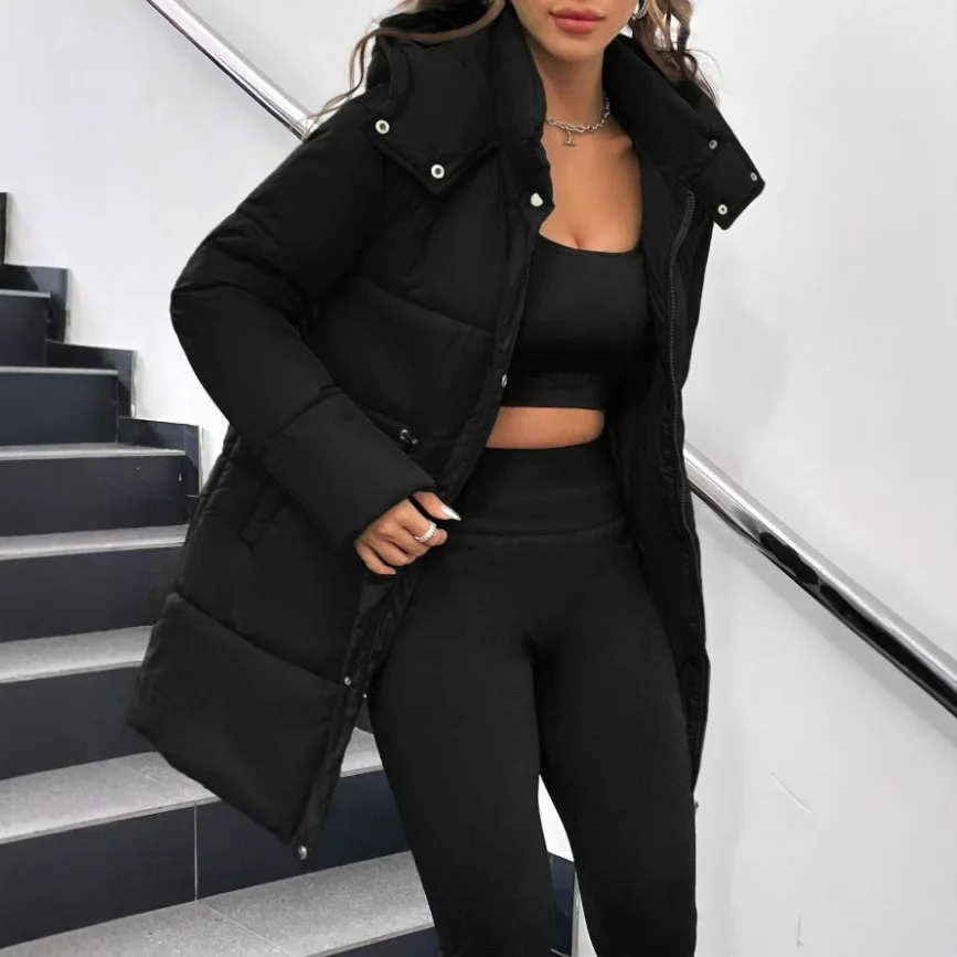 

2025 New Cotton Coat for Women, Mid-length, Hooded, Fashionable and Elegant Winter Warm Cotton Jacket