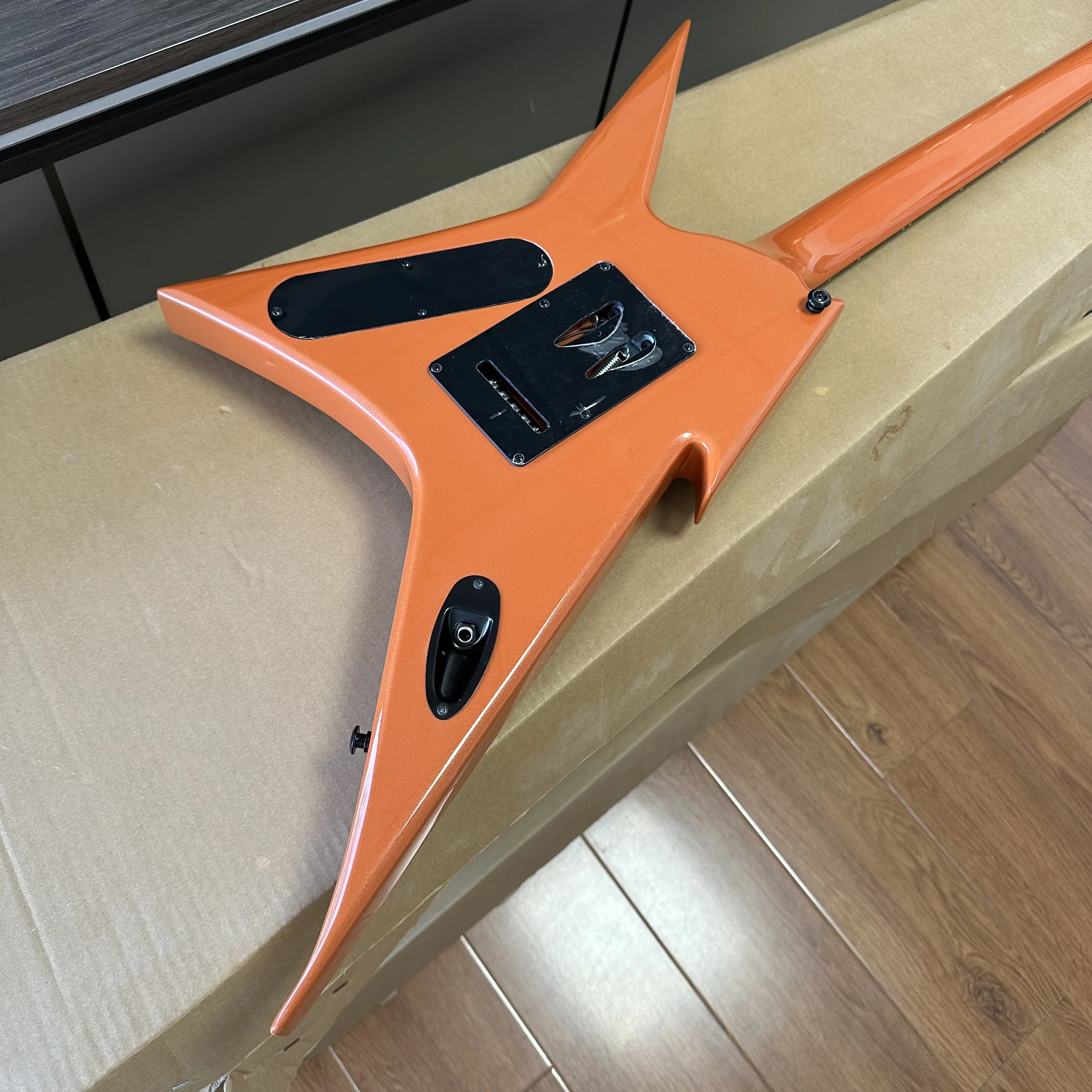 Metallic Orange Ironbird Electric Guitar Rosewood Fingerboard 22 Frets 6 String Solid Body Metal Guitar