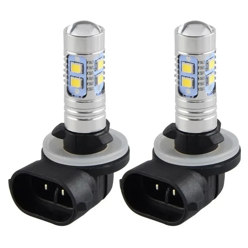 Lyr 2PCS High Brightness 881 LED Car Front Fog Light Bulb 12-24V 50W Fog Bulb with Lens 6000K High Lumen 10LED Light Hot Sale