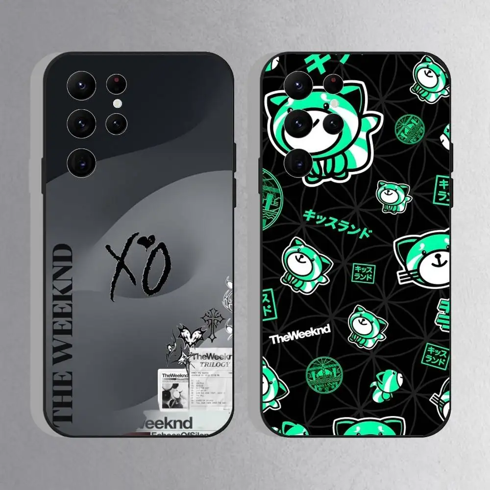 

The W-Weeknd XO Phone Case For Samsung S25,S24 Ultra,S20,S30 plus,S22 Plus,S23,Ultra 5G Silicone Black Shell