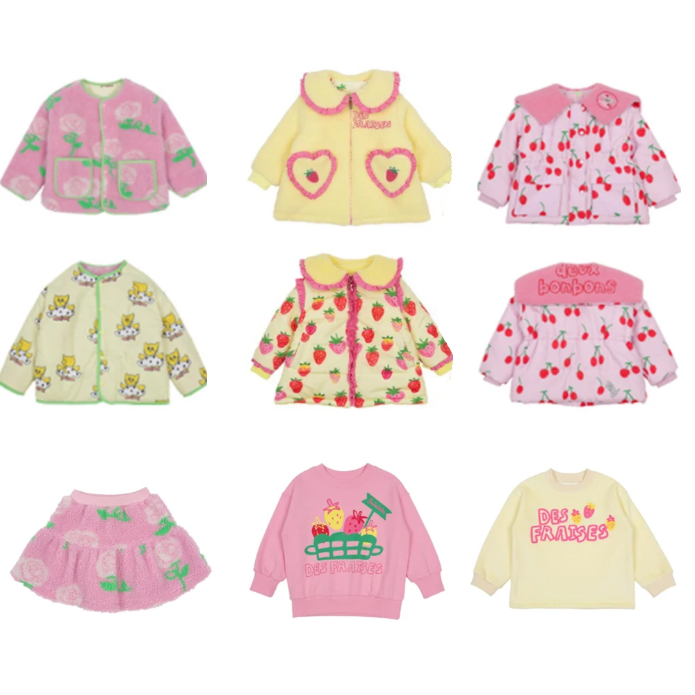 

Детская куртка aw25 брендовый дизайн для девочек милое бархатное толстое теплое пальто с цветочным принтом верхняя одежда