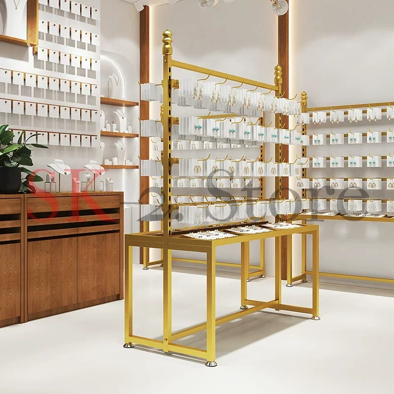 Jewelry display rack, boutique store shelves, decorative items, flow table, jewelry headwear, earring chain display cabinet
