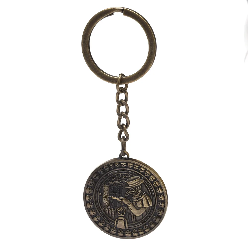 Steampunk Plague Doctor Keychain Vintage Bronze Plague Doctor Coin Pendant Gothic Horror Style Bag Charm Accessory for Men