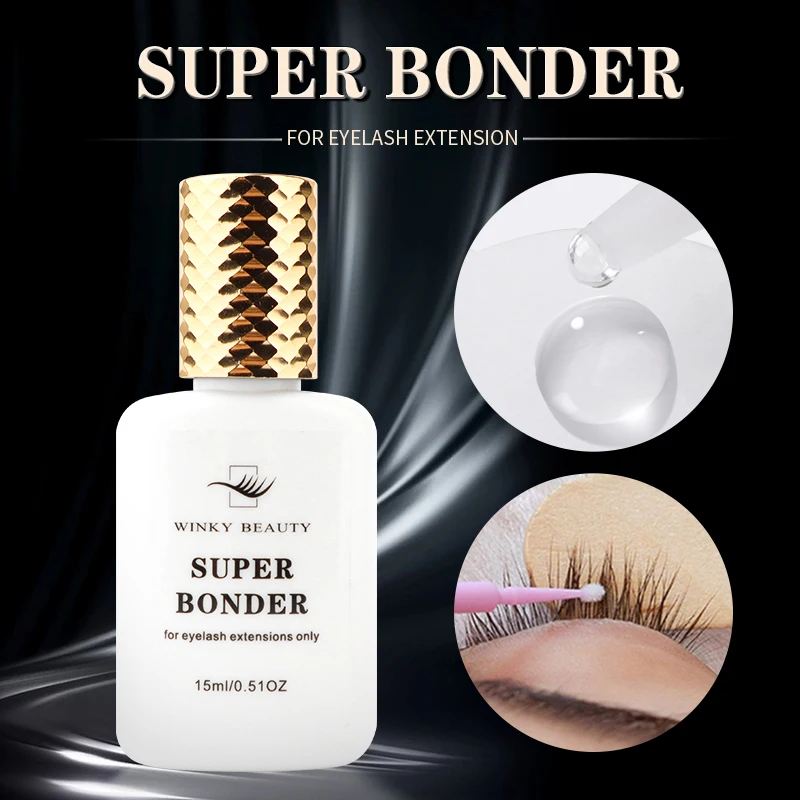 Agente de fixação Super Bonder para extensões de cílios, Primer para cola Lash, Ajuda endurecedor adesivo, Bonder profissional, 15ml